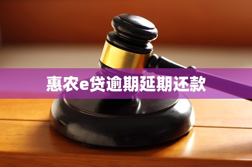 惠农e贷逾期延期还款